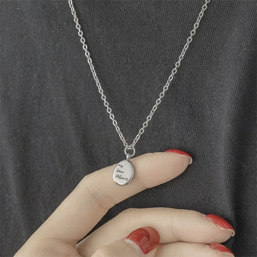 獨家記憶手作 【客製化刻字】迷你咖啡豆項鍊 母女 禮物(兩件組 銀+銀)