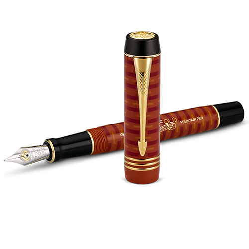 PARKER 派克 18K金 世紀系列 經典大多福100周年 F尖 鋼筆 限量珍藏木禮盒 瑪瑙紅金夾