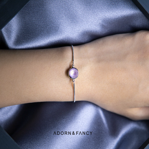 ADORN & FANCY Penelope｜潘妮洛普｜簡約水晶伸縮純銀手鍊(淺粉紫水晶)