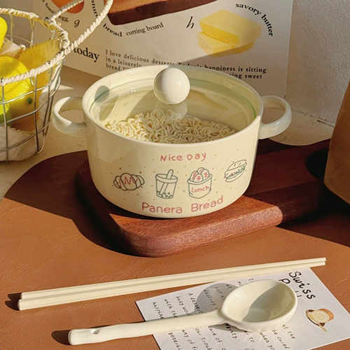 【9/17~10/31秋季85折優惠】家居生活雜貨舖 速食塗鴉泡麵碗餐具組 奶油白