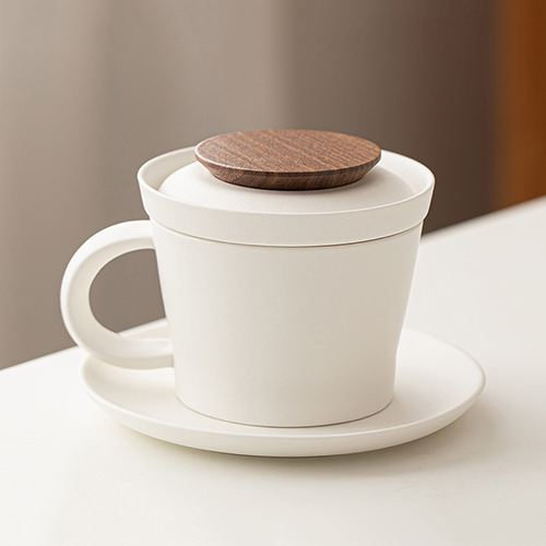 【11/3~12/31冬季85折優惠】家居生活雜貨舖 慢活陶瓷茶咖杯 素白-胡桃木