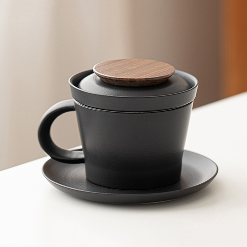 【11/3~12/31冬季85折優惠】家居生活雜貨舖 慢活陶瓷茶咖杯 禪黑-胡桃木