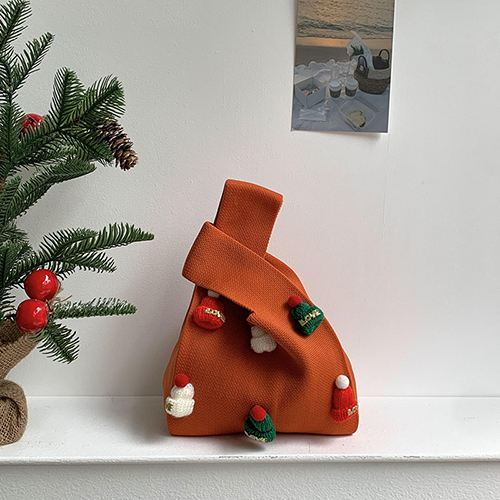 【11/4~12/31聖誕商品B2B優惠】創意小物館 聖誕立體針織毛線袋 橘色