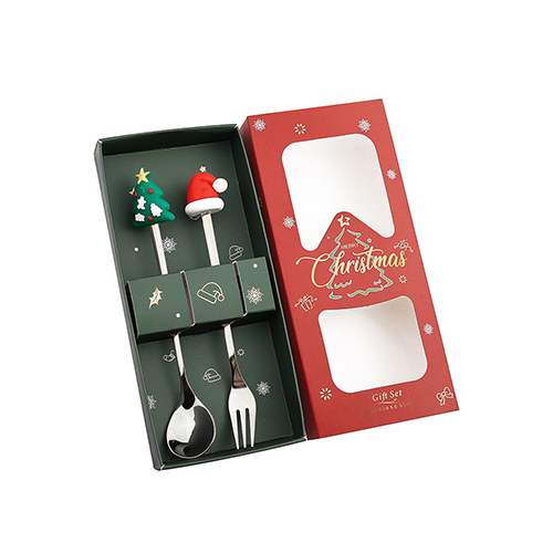 【11/4~12/31聖誕商品B2B優惠】家居生活雜貨舖 聖誕矽膠公仔叉勺禮盒組 (2入) 小樹+帽子