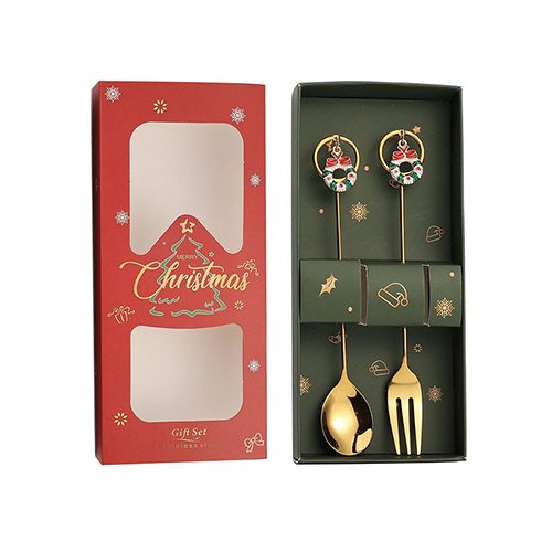 【11/4~12/31聖誕商品B2B優惠】家居生活雜貨舖 聖誕圓環吊墜叉勺禮盒組 (2入) 圓形-聖誕花圈