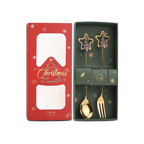 【11/4~12/31聖誕商品B2B優惠】家居生活雜貨舖 聖誕圓環吊墜叉勺禮盒組 (2入) 星形-聖誕樹