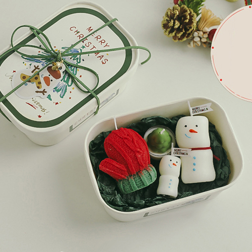 【11/4~12/31聖誕商品B2B優惠】創意小物館 聖誕蠟燭禮物套組 C款-(大雪人+小雪人+茶蠟+手套)