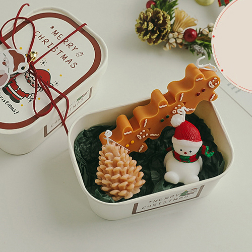 【11/4~12/31聖誕商品B2B優惠】創意小物館 聖誕蠟燭禮物套組 D款-(雪人+長桿薑餅人+松果)