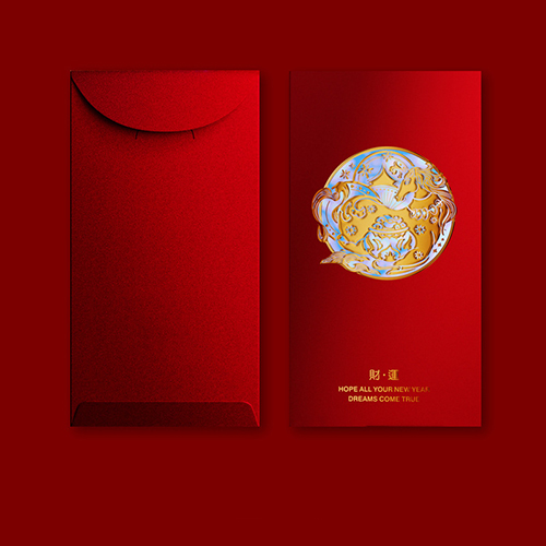 【11/4~12/31聖誕商品B2B優惠】卡片提袋包材館 雙色燙金馬年紅包袋 (一組6入) 金馳財運