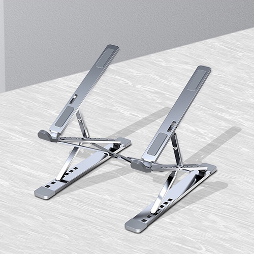 【11/3~12/31冬季85折優惠】家居生活雜貨舖 鋁合金筆電雙層增高支架 蘋果銀