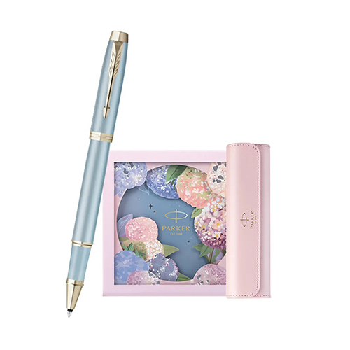 PARKER 派克 新IM系列 藍色精靈（淡藍色）鋼珠筆繡球花筆套組禮盒