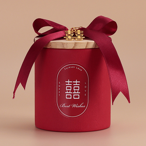 【11/3~12/31冬季85折優惠】家居生活雜貨舖 原木蓋囍糖收納罐 紅罐紅底 橢圓囍字貼-囍字吊墜