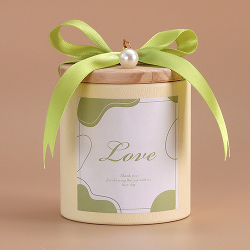 【11/3~12/31冬季85折優惠】家居生活雜貨舖 原木蓋囍糖收納罐 白罐綠色貼-珍珠吊墜