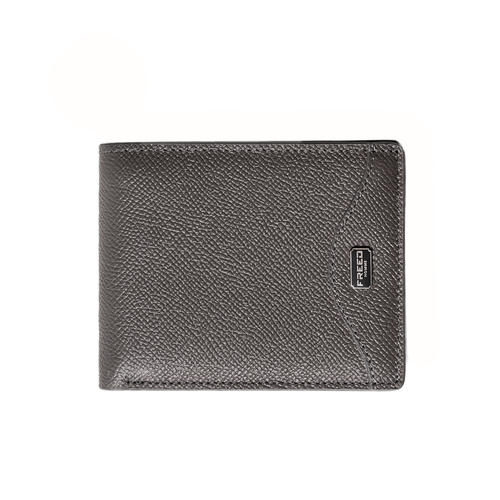 【FREED】經典 Epsom 粒面真皮短夾 - 鉑金灰