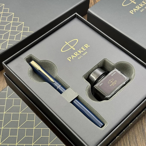 PARKER派克 威雅XL系列 天際藍香檳金夾（限定）鋼筆 墨水禮盒組