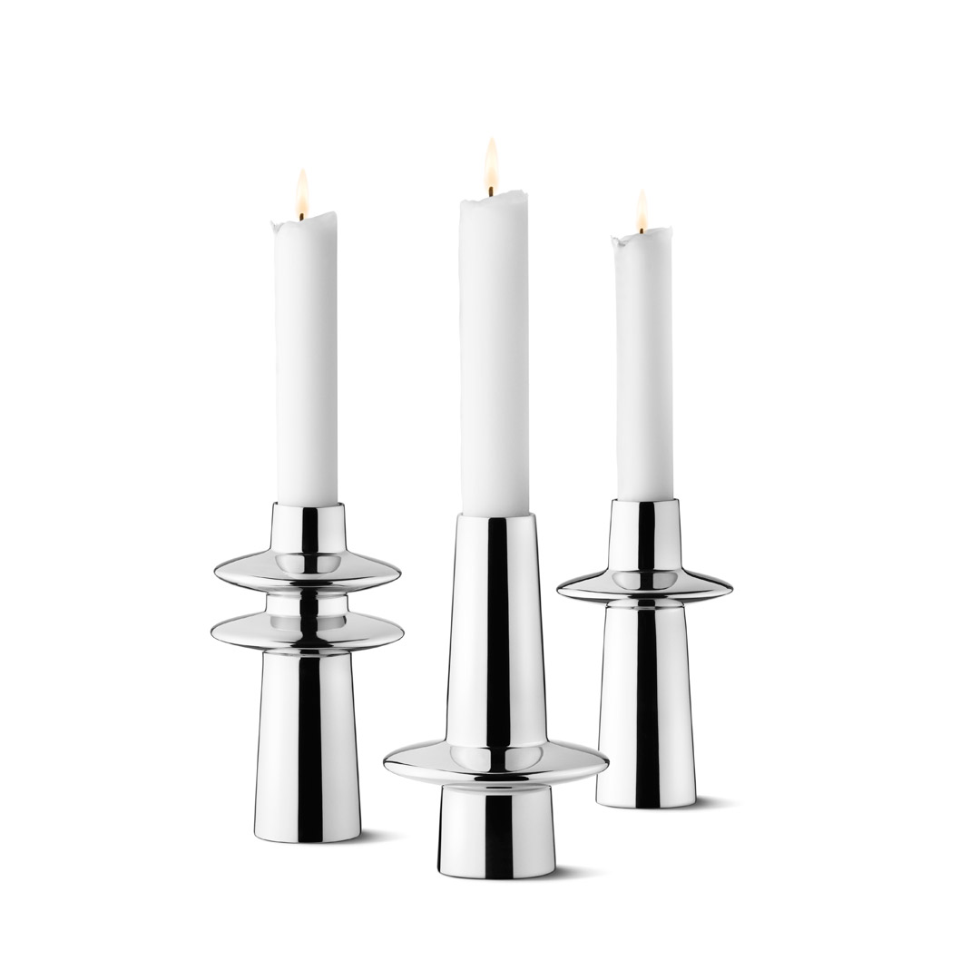 丹麥 Georg Jensen Ellipse Candleholder Set 3pcs, 彗星 燭台 三件組 (贈送原廠蠟燭)