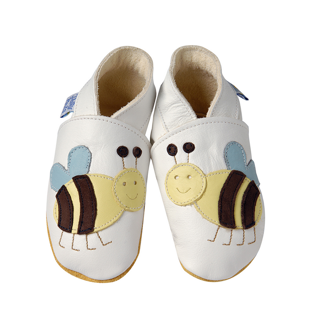 Daisy Roots 英國手工鞋S號 0~6M 新生兒 - 白色小蜜蜂 BEE15S (禮盒裝)