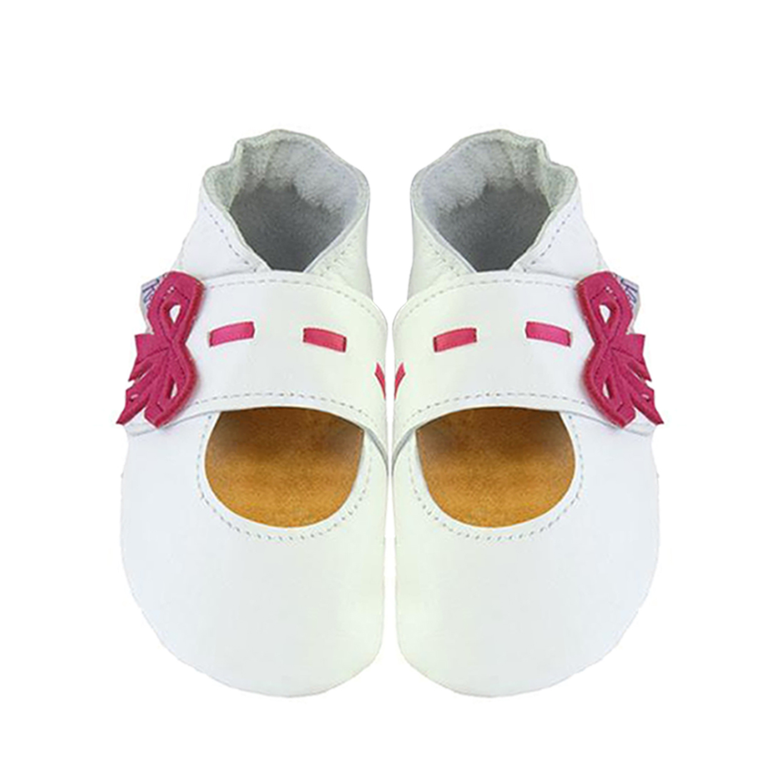 Daisy Roots 英國手工鞋S號 0~6M 新生兒 - 白色紅緞帶 MJS15S (禮盒裝)