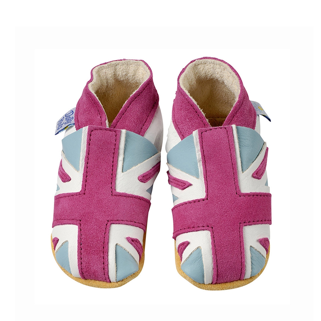 Daisy Roots 英國手工鞋S號 0~6M 新生兒 - 粉紅國旗 (禮盒裝)