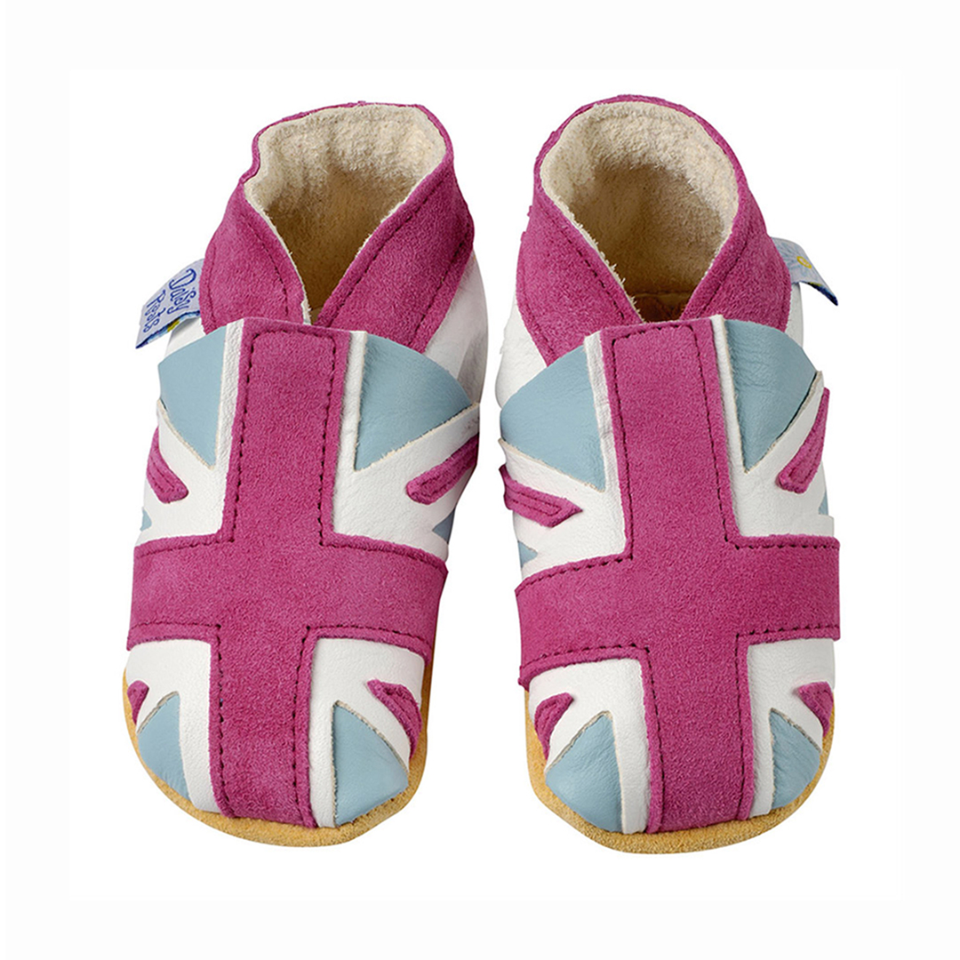 Daisy Roots 英國手工鞋M號 0~12M 學步兒 - 粉紅國旗 (禮盒裝)