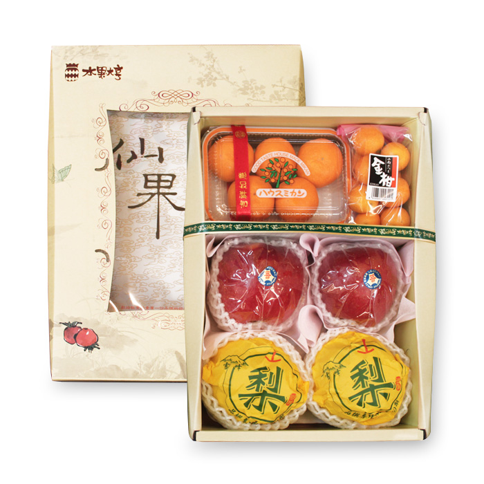 水果大亨 1680元綜合水果禮盒 (台灣雪梨+日本青森套袋富士蘋果+日本小蜜橘+日本春姬金桔)