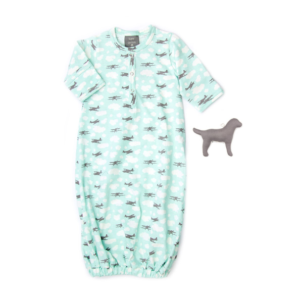Kate quinn 美國有機棉 嬰兒舒眠睡袍 有機棉小狗玩偶 (小狗圖案 0-3個月)