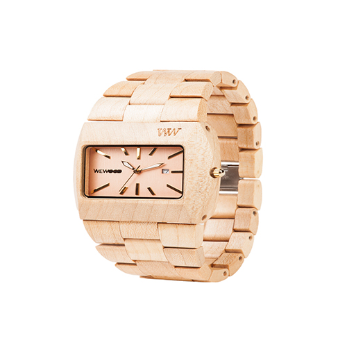 WEWOOD 義大利時尚木頭腕錶 方形錶款 Enif Beige