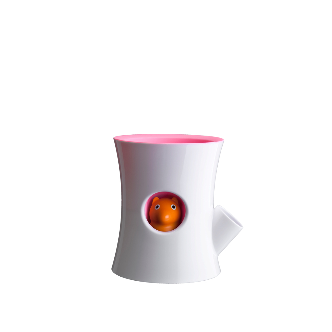  QUALY 松鼠花器(白筒+粉紅盆)
