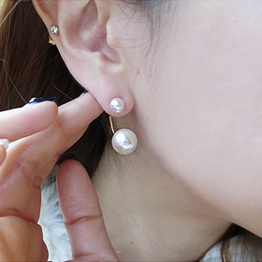 韓國 NaniWorld 大小雙珠耳飾 #2108