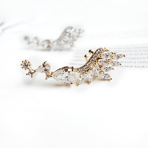 韓國 NaniWorld 天使翅膀鑽石氛圍耳飾 #2566 金色翅膀