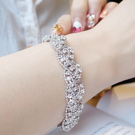 韓國 NaniWorld 銀珠碎鑽氛圍手鏈 #2258
