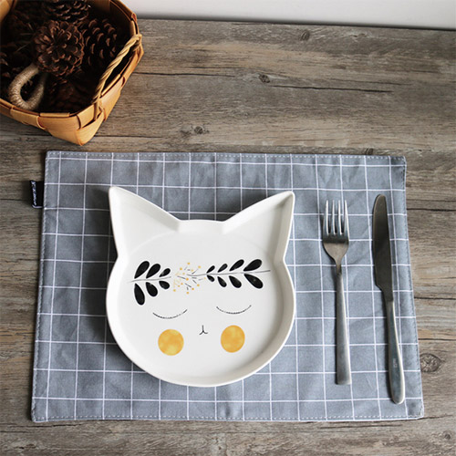 創意小物館 動物陶瓷盤 - 葉子貓