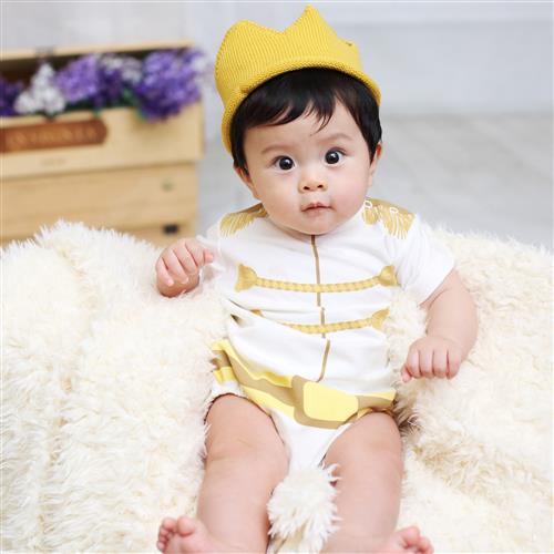 日安朵朵 男嬰連身衣 - MIT台灣製白馬王子(短袖)(不含皇冠) (3-6個月)