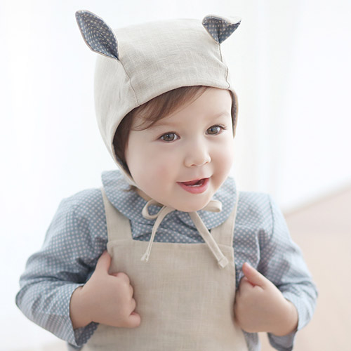 HAPPY PRINCE 波點兔兔兒童帽 (2色) 韓國製 米色 48 (6-12個月)