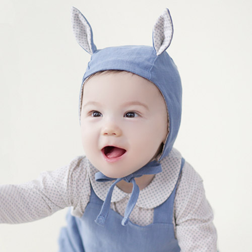 HAPPY PRINCE 波點兔兔兒童帽 (2色) 韓國製 淺藍 50 (12-18個月)
