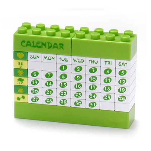 創意小物館 積木堆月曆USB分接器 綠色
