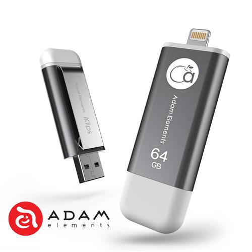 ADAM iKlips USB 3.0 8pin 行動碟 64G (灰 )