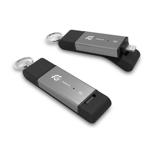 ADAM iKlips DUO USB 3.1 8pin 行動碟 32G (灰 )