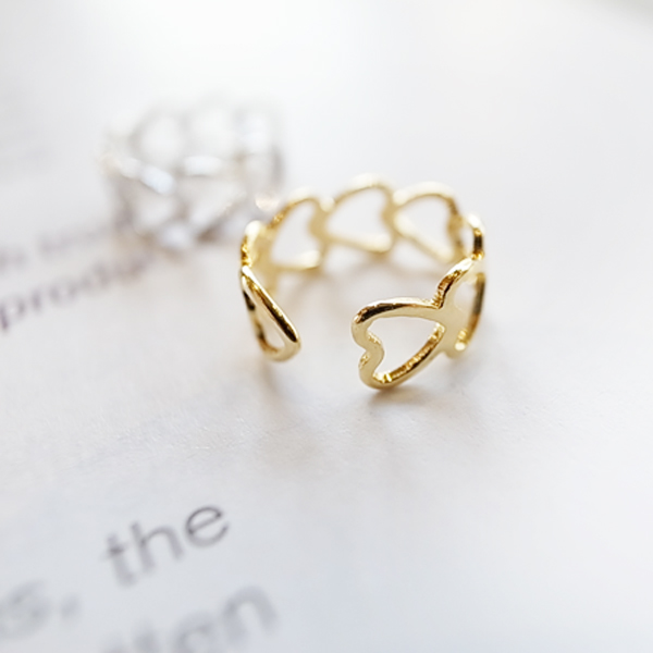 韓國 NaniWorld 層層愛心連結耳骨環 #2702 金色