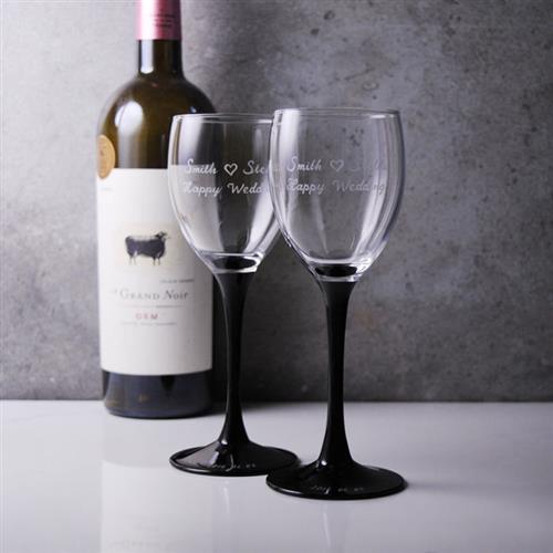 MSA【手工雕刻】法國黑天鵝高腳紅酒紀念對杯