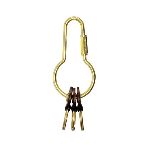 ADOLE  皮革黃銅鑰匙圈/圓壺型 棕色