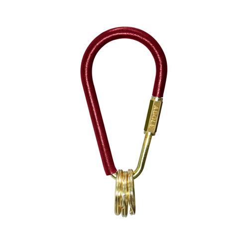 ADOLE 皮革黃銅鑰匙圈/水滴型 紅色