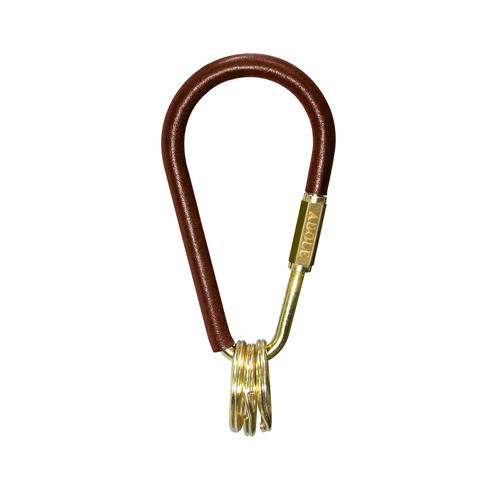 ADOLE 皮革黃銅鑰匙圈/水滴型 棕色