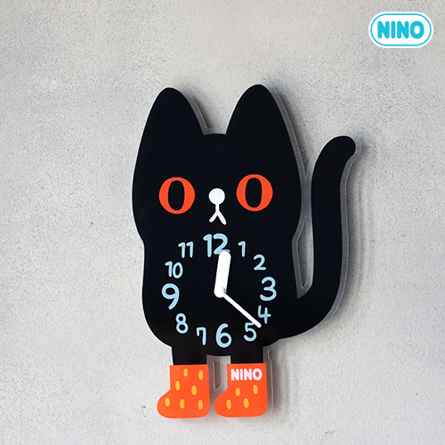 【新品上市特惠中！】韓國館 NINO HapPy TimE 童趣時鐘 小黑貓吉吉