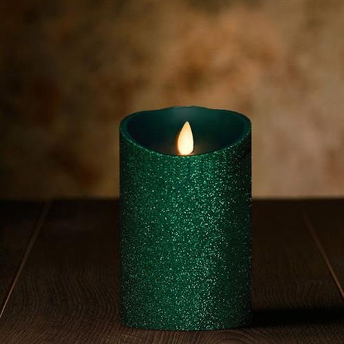 Veraflame 擬真火焰搖擺蠟燭 (金蔥系列) 森林綠+綠蔥粉