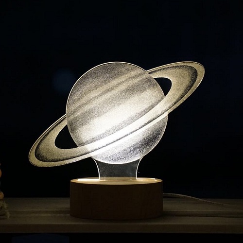 創意小物館 內雕立體氛圍燈-按鈕開關 土星