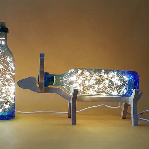 創意小物館 麋鹿手工吹製玻璃夜燈 海天藍
