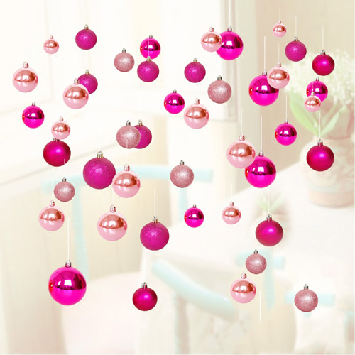 創意小物館 雙色裝飾吊球 桃紅+粉紅