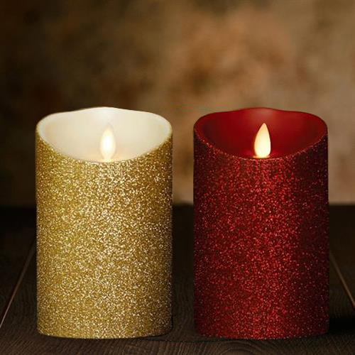 [聖誕特惠限時７折] Veraflame 擬真火焰搖擺蠟燭 (金蔥系列) 兩件組 紅蔥+金蔥