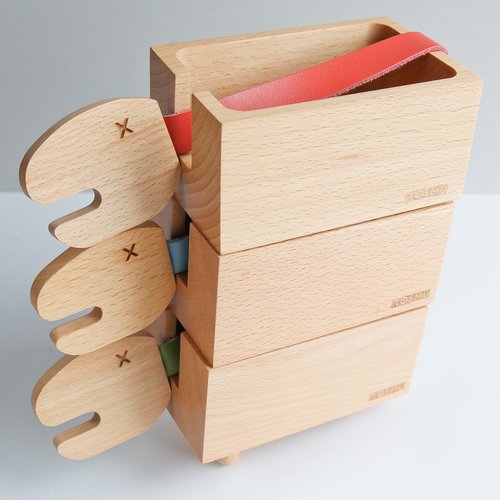TOSMU 童心木 木製發票盒 長頸龍 紅色皮革